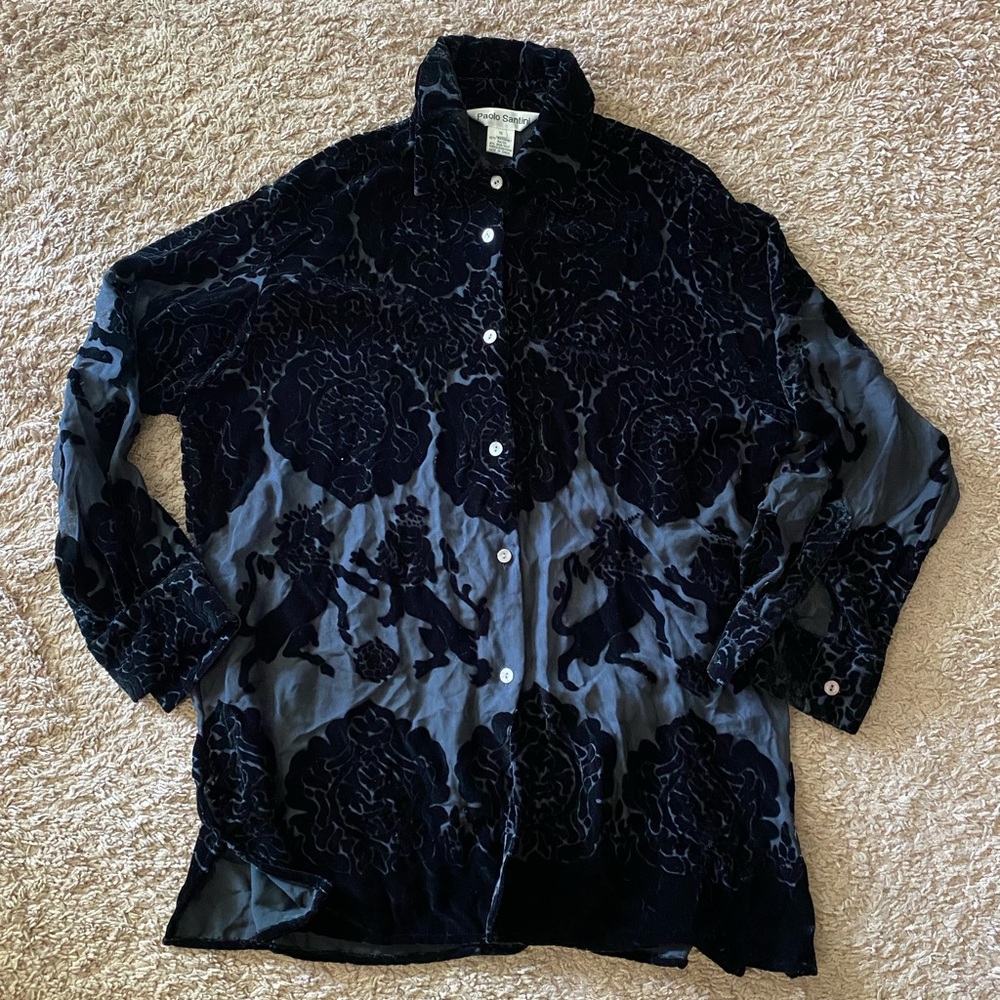 Paolo Santini Vintage Sheer Floral Shirt Women’s Size 12 or Us medium